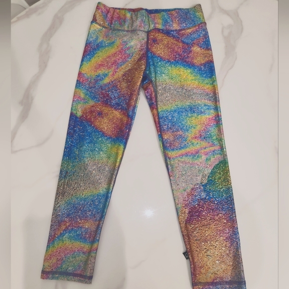Terez Iridescent Oil Spill Crop Legging, Medium EUC - Picture 1 of 4